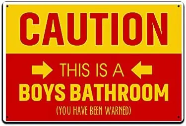 JP's Parcels Tin Sign Children Room Decor-Teenager Kids Bedroom Wall Door Metal Signs 12 x 8 in Caution This is a Boys Bath sign