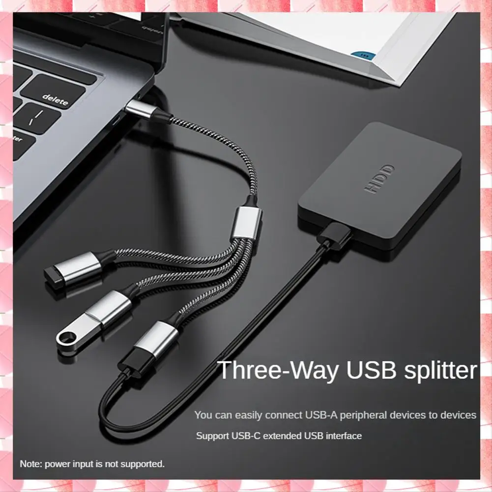 JAJA 1 PCS USB To USB 2.0 Triple USB Port HUB OTG Adapter Cable USB Extension Splitter USB A To 3 USB