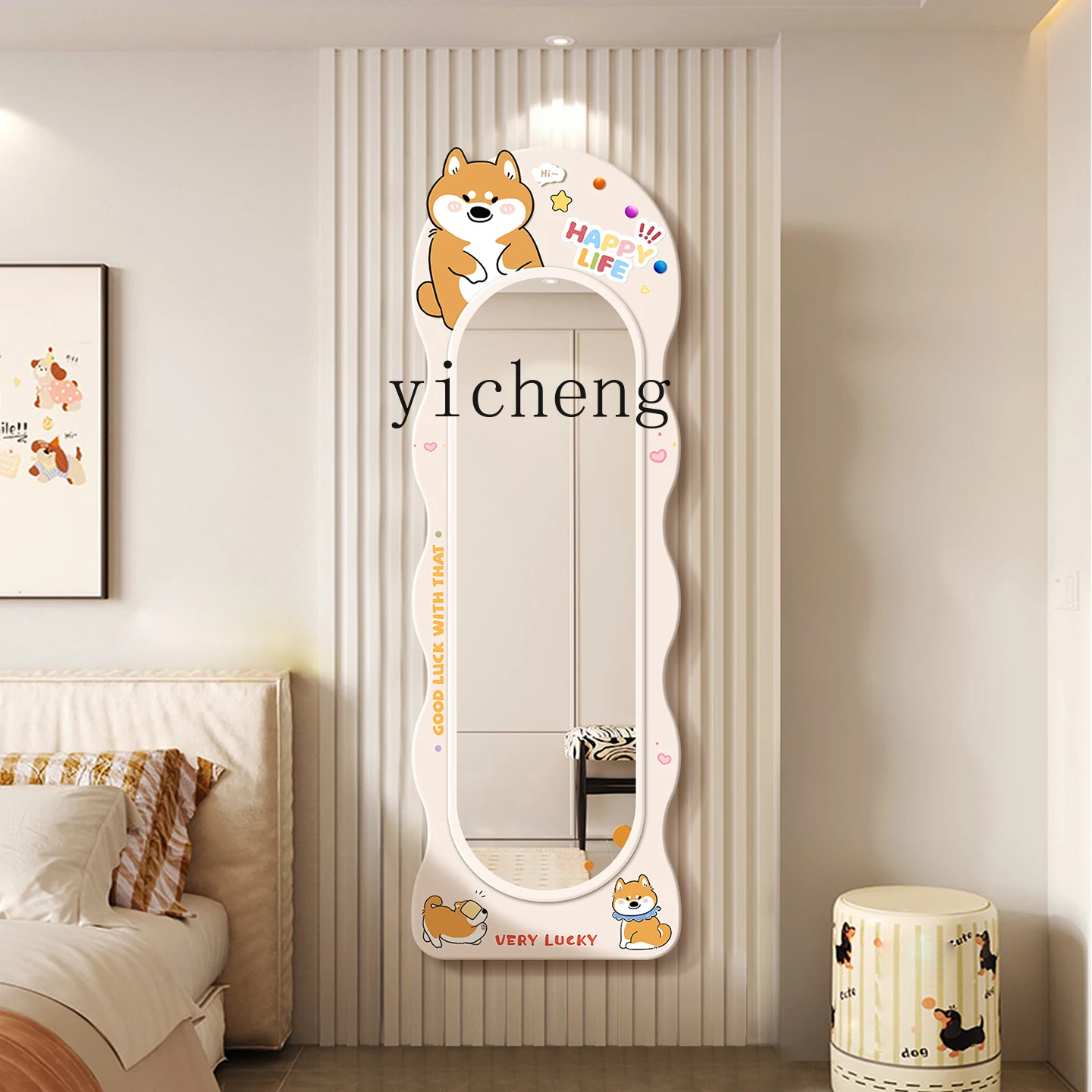 

LSL Home Dressing Mirror Living Room Wall-Mounted Mirror Cartoon Bedroom Wall-Mounted HD Wall-Mounted