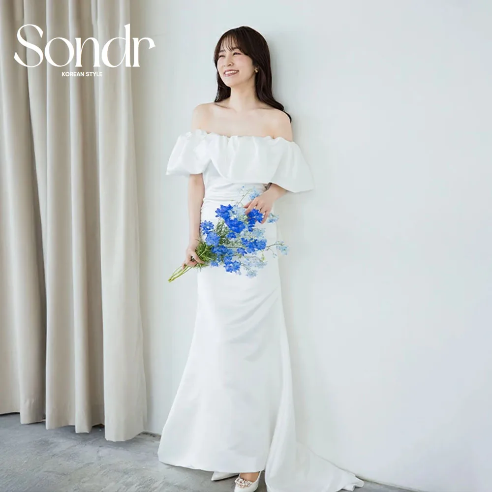 Sondr Off the Shoulder Ruffled Korean Wedding Dresses Corset Back Japanese Bridal Gowns Garden Customized Wedding Party Dresses