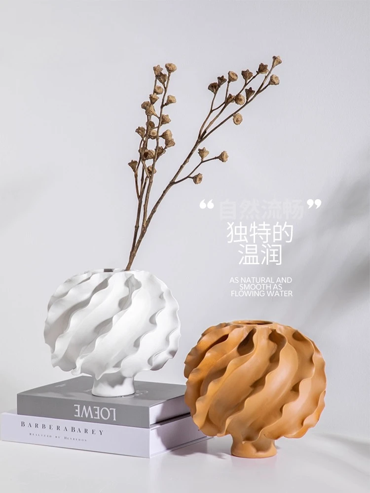 مزهرية سيراميك حديثة بسيطة تشكيلة زهور يدوية الصنع ديكور منزلي أدوات زهور زينة مدخل غرفة المعيشة #3