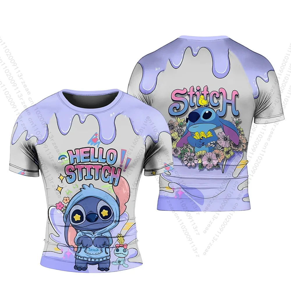 

Disney Stitch Cartoon Cute T-shirt Women's jujitsu Workout Graffiti Printing T-shirt Fashion Sports Breathable Running Sportwear