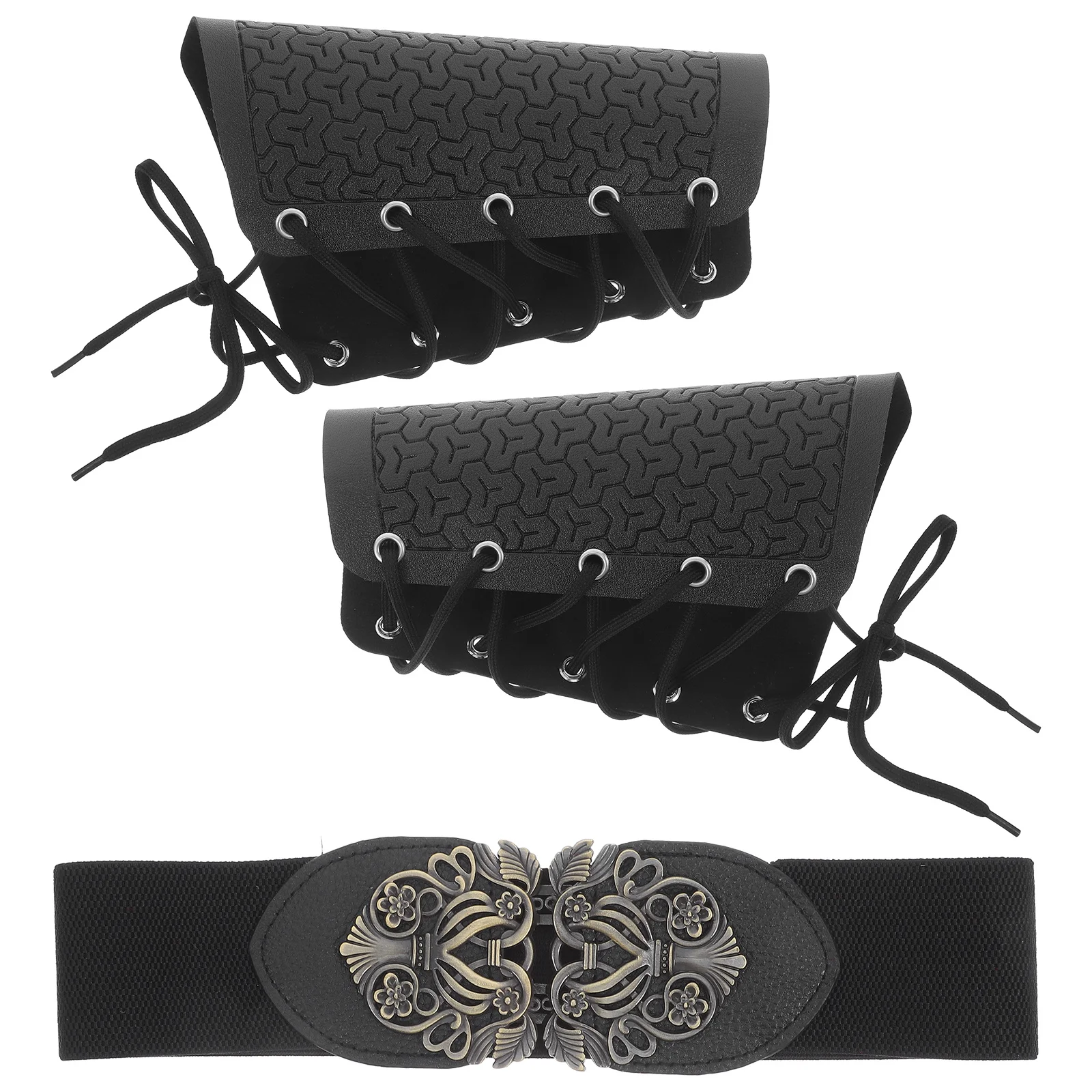 

1Set Retro Vintage Waist Belt Arm Guard Set Medieval Renaissance Costume Accessory Halloween Cosplay Wide Stretchy Arm Brace