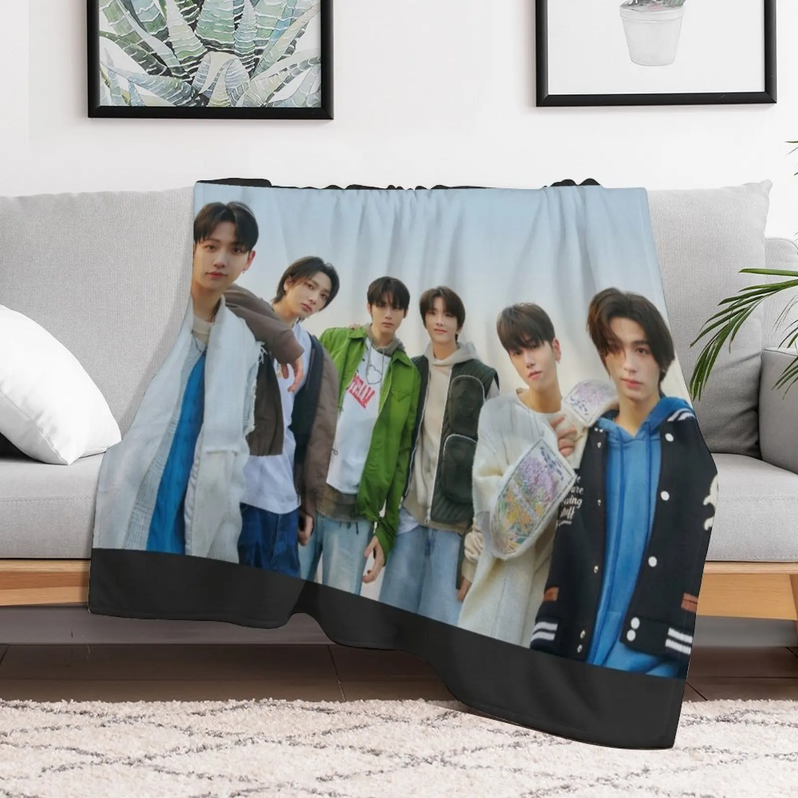 BOYNEXTDOOR black and white hot sexy concept kpop boy group members poster JAEHYUN, SUNGHO, RIWOO, TAESAN, LEEHAN, Throw Blanket