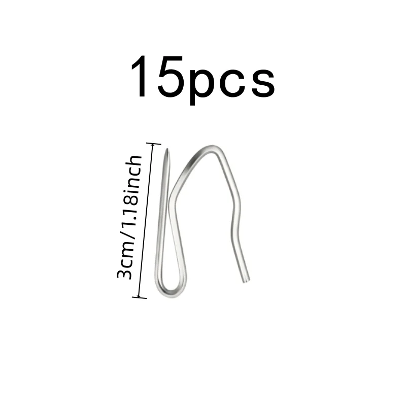 15 pcs Rust Resistant Durable 3cm S-Pin Drapery Hooks, great for Door Curtain Hanging, Sharp Pointed Tip, Home Window Drapery