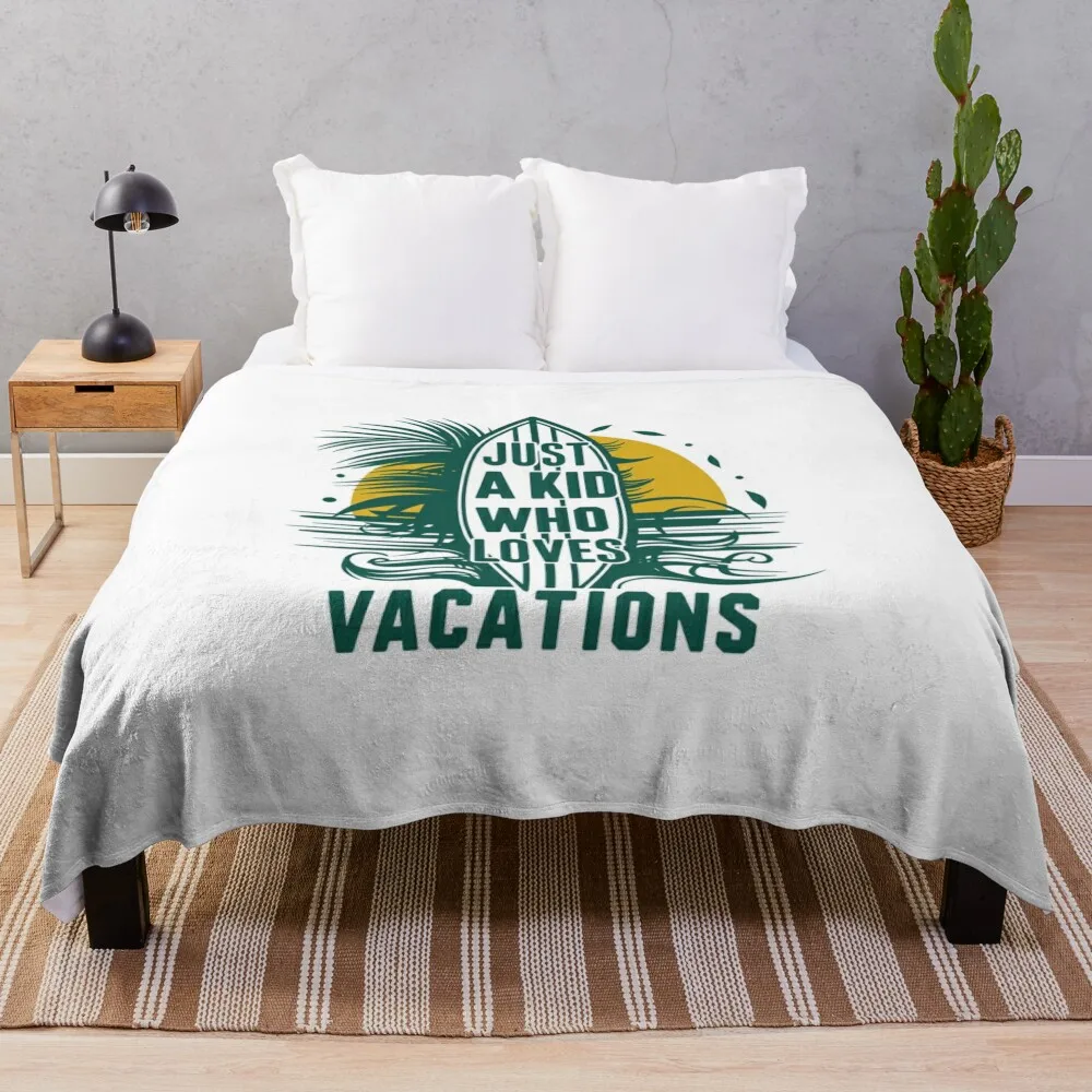 

Just a Kid Who Loves Vacations - Tribal Surfboard Throw Blanket Plaid on the sofa Soft Plush Plaid Blankets