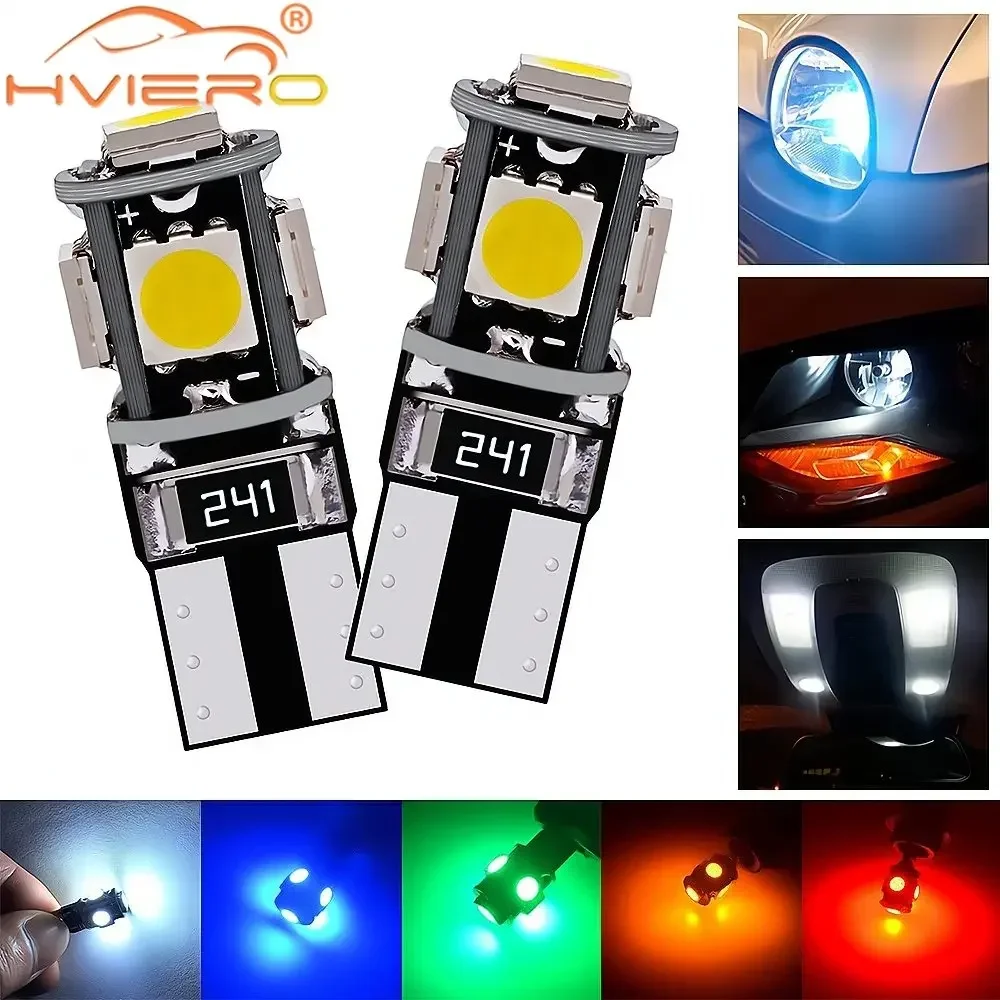 2X Car Brake Led Dome Reading Bulb Auto T10 5050 Dashboard Reverse License Plate Parking Light 5SMD Canbus Clearance Trunk Lamp