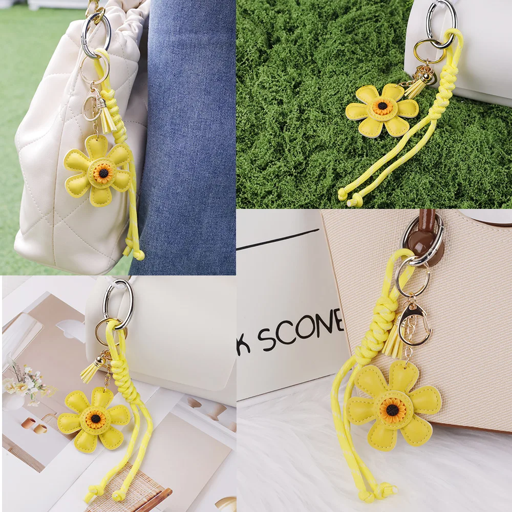 

Cute Lanyard Mobile Phone Pendant Bag Charm Braided Rope Keychain Sunflower Decor Sweet Bag Hanging Keyring Chain Accessories