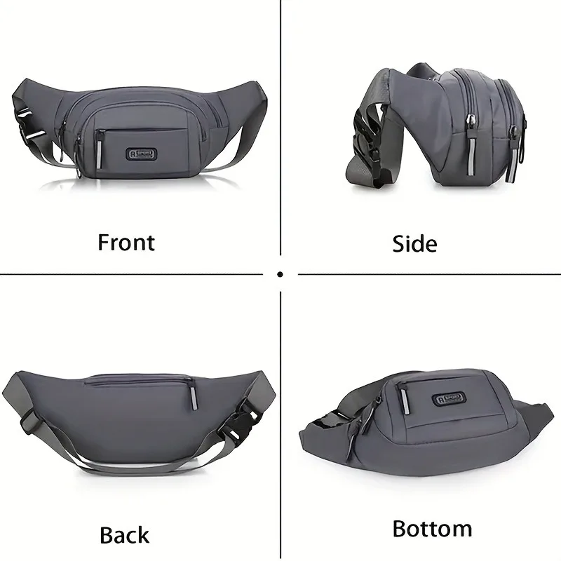 Adjustable Waist Bag Fanny Pack with Zipper Closure - Unlined Nylon Hip Pack for Men & Women, Sporty Design for Hiking