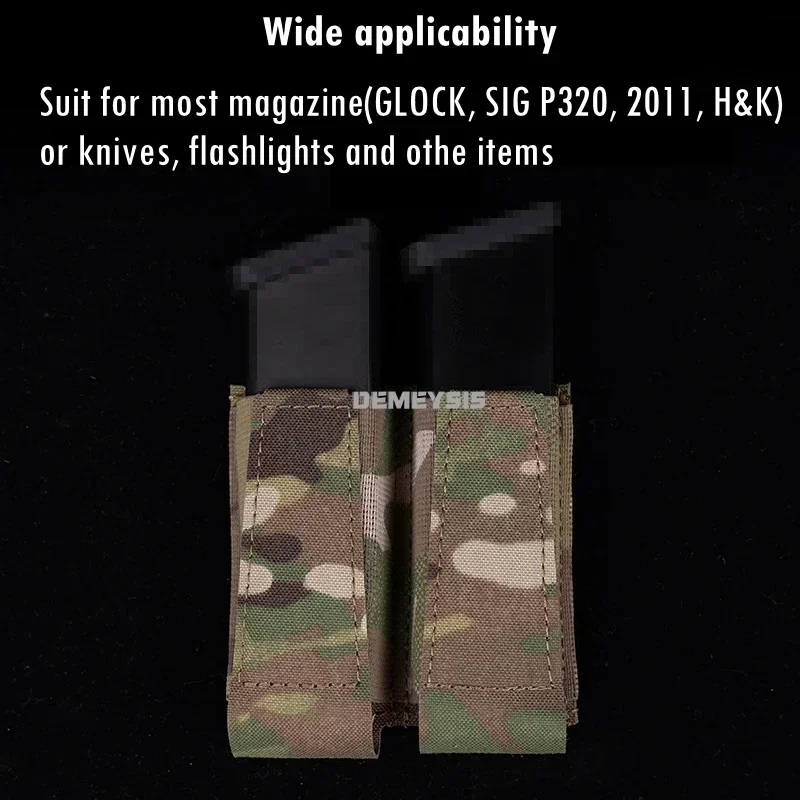 9 มม.ยุทธวิธีนิตยสารสําหรับ Glock SIG P320 2011 H & K การล่าสัตว์ Double Mag ไฟฉายกลางแจ้งมีดเครื่องมือกระเป๋า