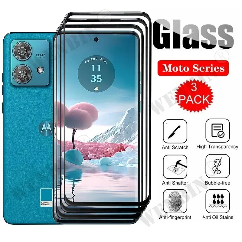 3 szt Szkło hartowane do Motorola Moto Edge 60 50 40 Neo G Stylus Play 2024 G24 G34 G04 Zakrzywione pełne zabezpieczenie ekranu
