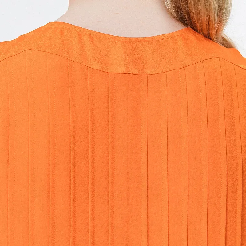 VOA soie Double-artisanat Jacquard à manches longues Cardigan pli Georgette bosse épissage crème solaire conditionnement chemise coupe-vent FE137