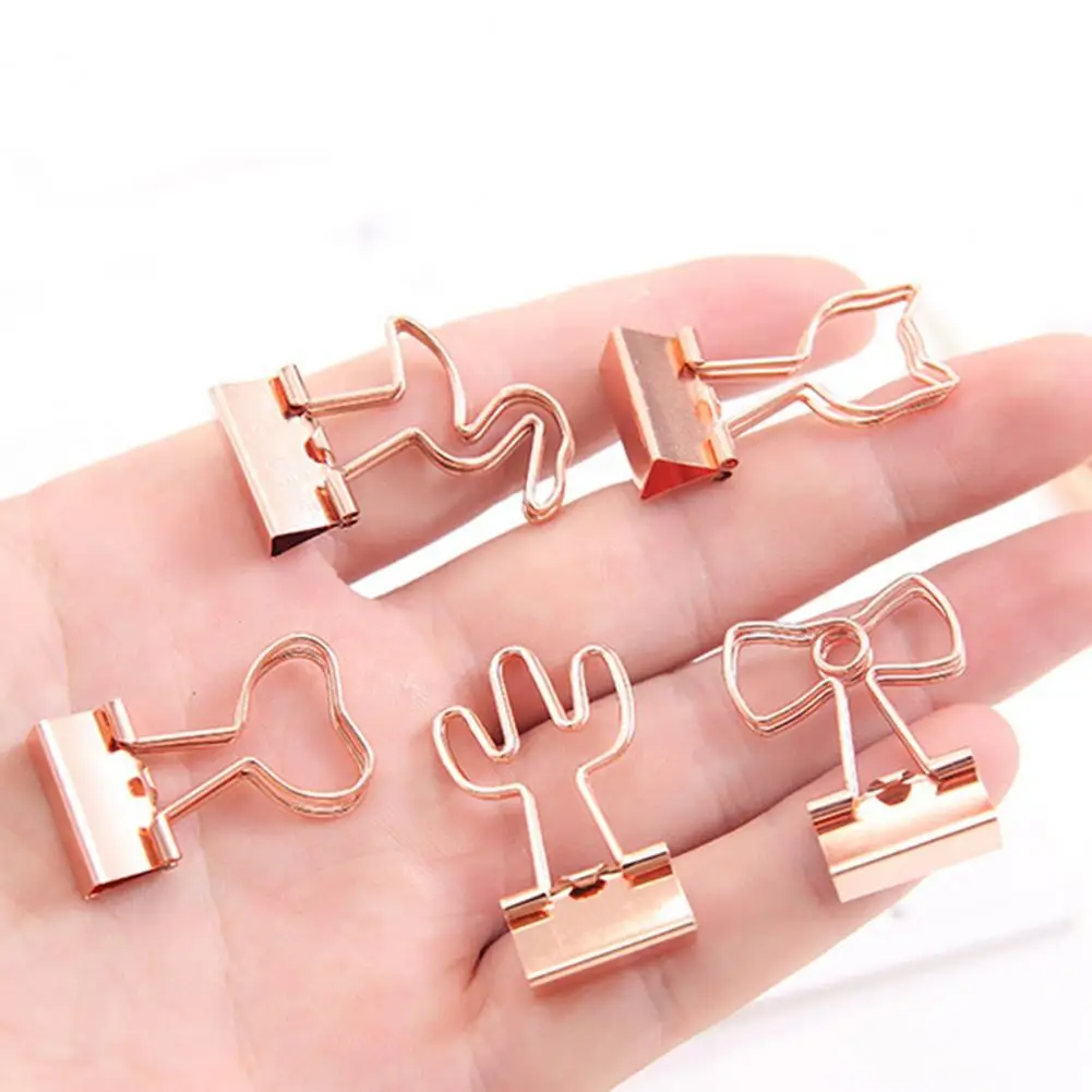 6 قطعة مقاطع المنظم مقاطع الورق المعدنية لطيف القط القوس الصبار شكل الموثق المشابك اللوازم المكتبية المدرسية وثيقة أصحاب الصور