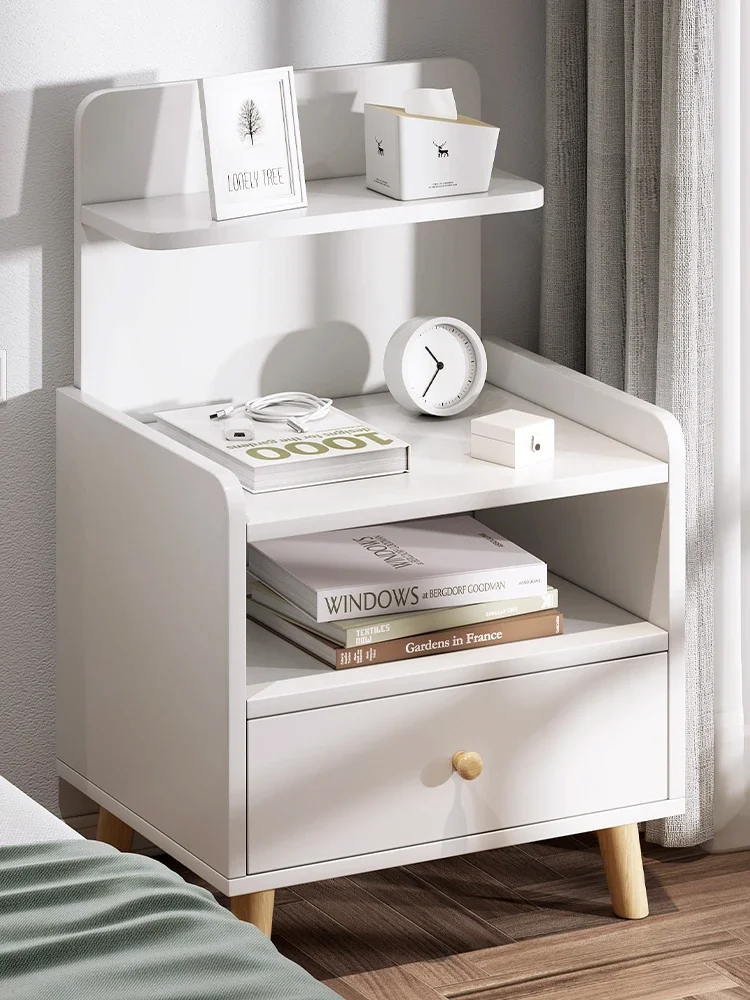 Bedside Bedroom Small, modern, simple, light and luxurious, high-grade bedside cabinet, simple bedside shelf for renting room.