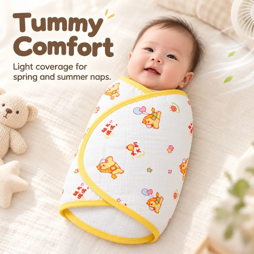 Soft Anti-startle Baby Sleeping Bag Cotton Cartoon Newborn Sleep Bag Wrap Single Layer Baby Swaddle Blanket