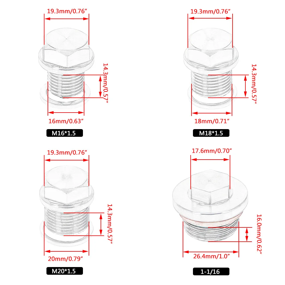 M12x1.5 M12x1.25 M14x1.25 M14x1.5 M16x1.5 M18x1.5 M20x1.5 1-1/16 Stainless Steel Magnetic Oil Drain Plug & Oil Drain Sump Nut
