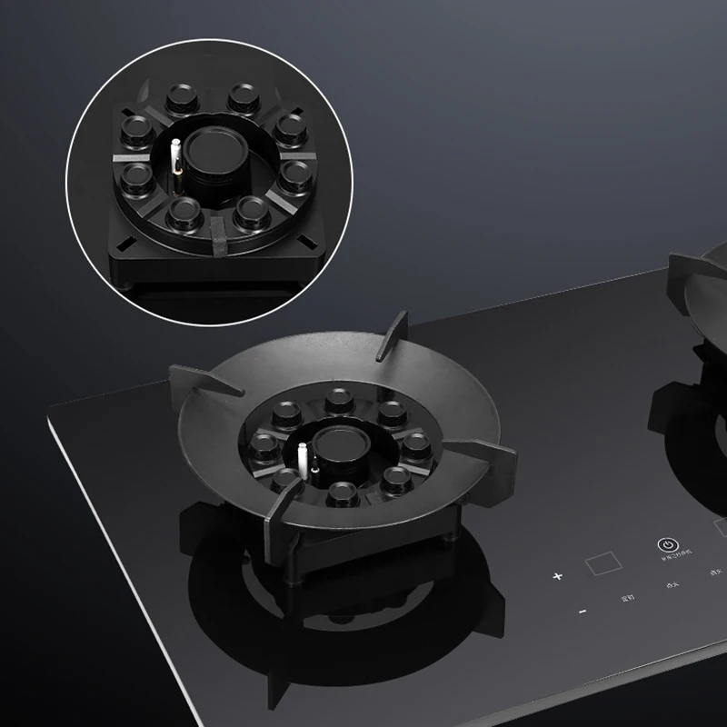 Flip Top Fornello a gas Touch Screen Elettrico Smart Timer Piani cottura a gas Piano in vetro Batteria 2 fuochi Stufa a gas per cucina