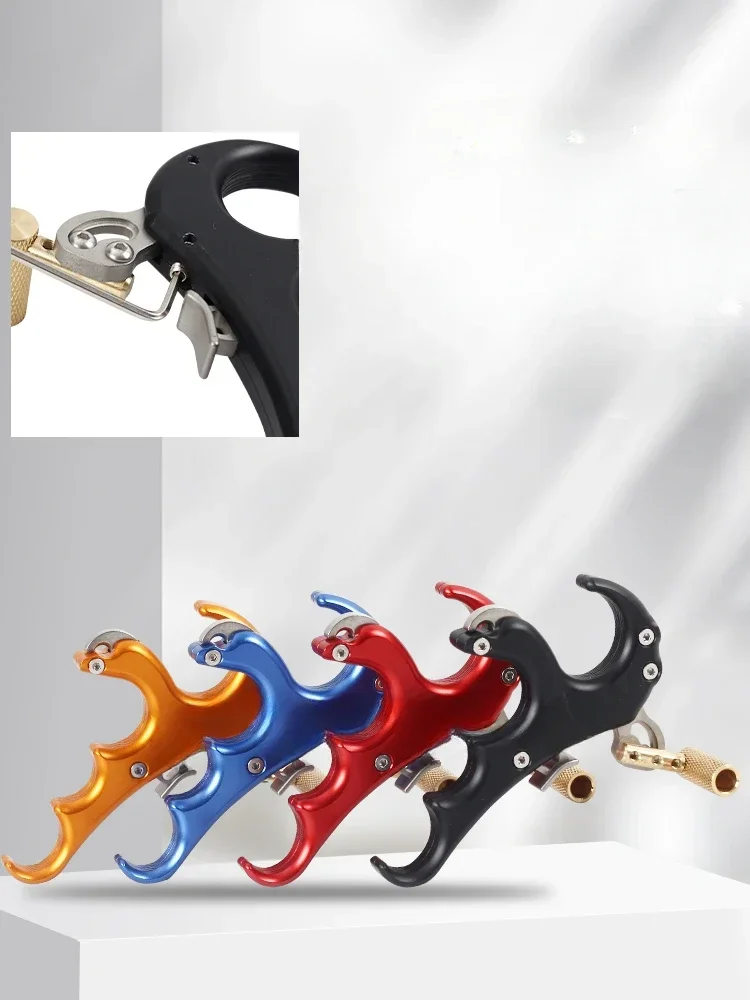 

Composite Bow Release Four-finger Hook Holding Outdoor Sports Archery Metal Accessories with Safety Sensitive Adjustable