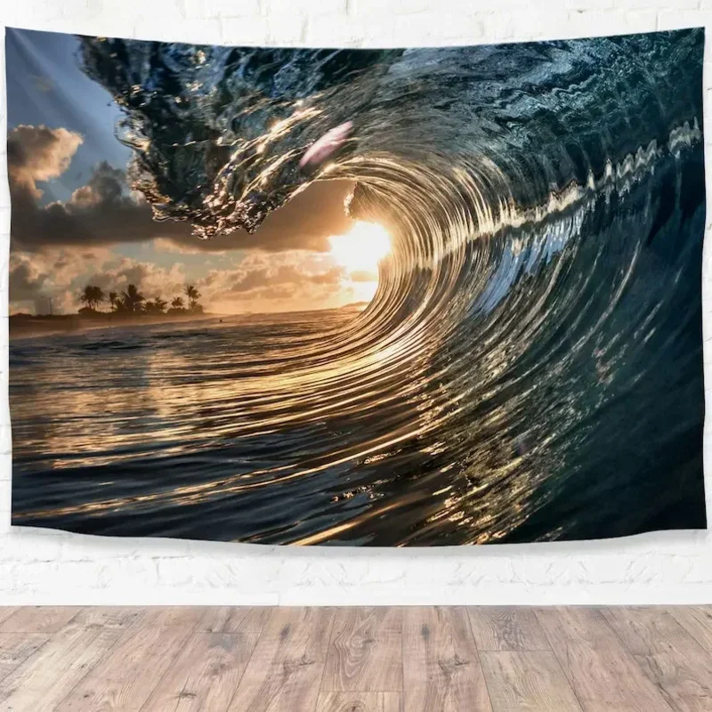 Pro-Graphx Tapestry Ocean Wave - Boho Wall Hanging Design Large Landscape for Living Room, Bedroom, Dorm Tapestry