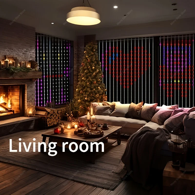 2 متر * 2 متر/3 متر أضواء الستار الذكية بلوتوث App LED سلسلة RGB الجنية أضواء DIY بها بنفسك الموسيقى تغيير عرض لنافذة غرفة نوم الديكور