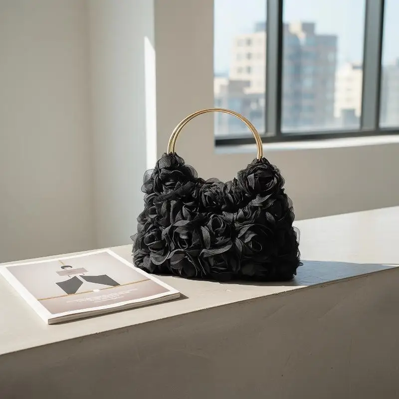Rose And Pearl Evening Chain Bag Banquet Handbag Versatile Crossbody Bag For Cheongsams And Evening Gowns