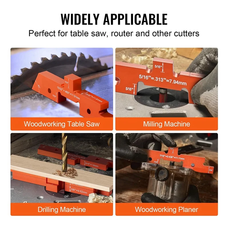 Router Table Setup Bars, 14 Pcs, Precision Aluminum Setup Blocks Height Gauge Set, With Laser Engraved Size Markings