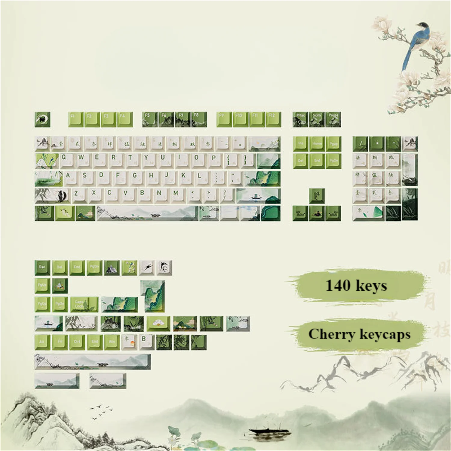 

Original Retro Cherry Keycaps PBT Heat Sublimation 140 Keys for 60/64/84/98/108 Gaming Mechanical Keyboard MX Switch