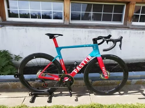 FASTERWAY Freedom Sky Bike Carbon Frame - Disc Cycling Bike Frame + Handlebar in Blue Or Red Multiple Sizes 49-58cm Made in Chin