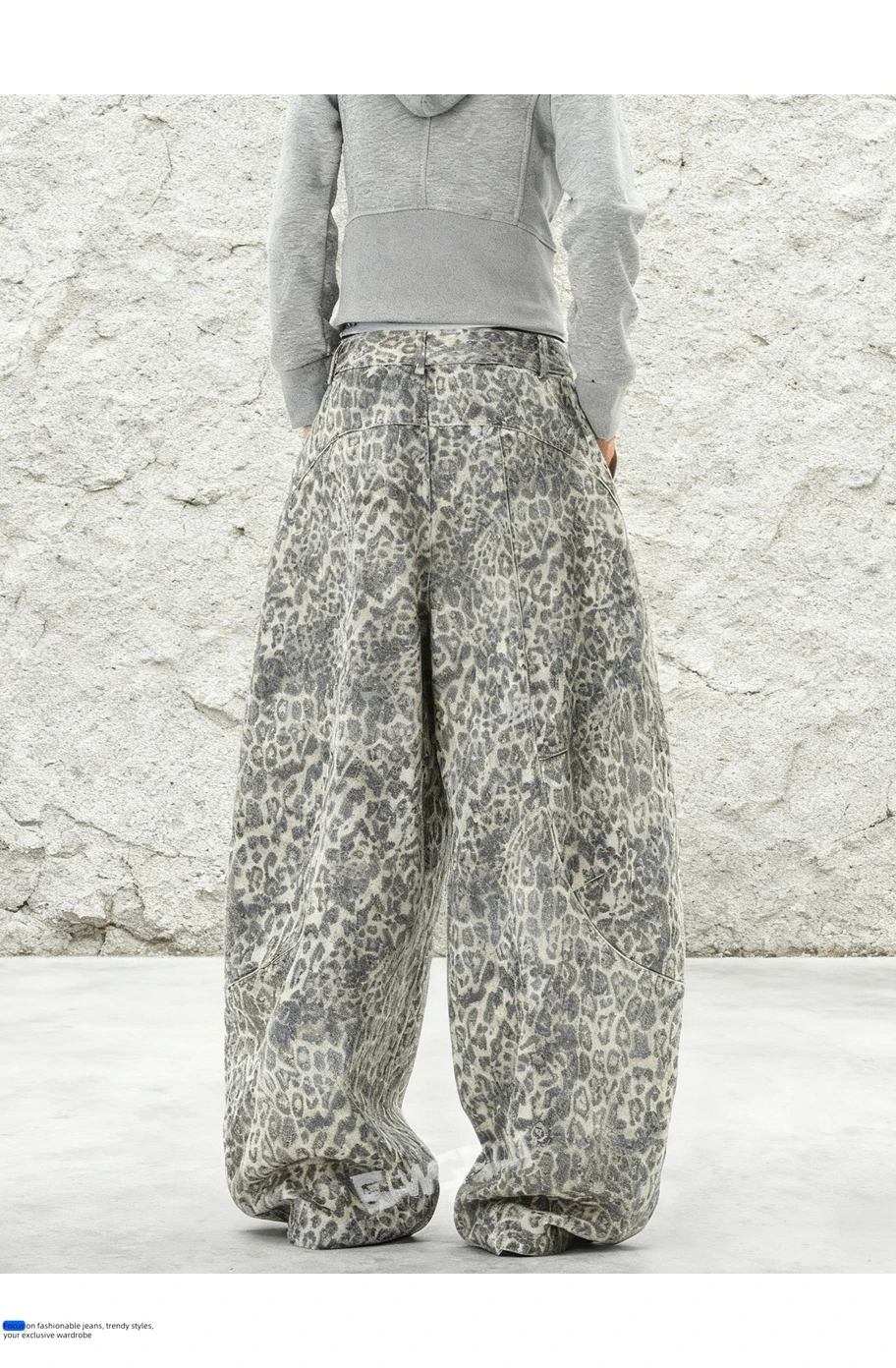 شيك الخريف الرجعية موضة ليوبارد فضفاض الجينز للرجال والنساء مستقيم عادية فضفاض سراويل جينز المتضخم السراويل السفينة حرة