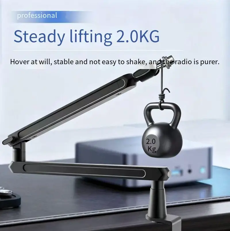 Professional Studio Adjustable Low Profile Mic Arm with Extended Riser And Cable Management for SM7B MV7 AM8 K688 Microphones