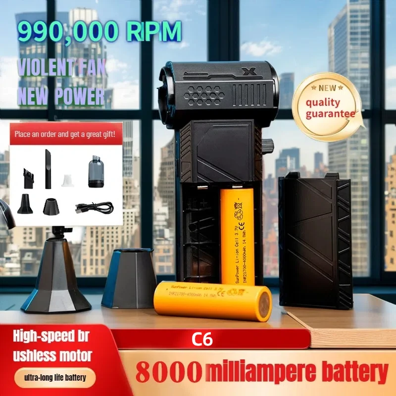 

Violent Fan C6 990000RPM Brushless Motor with LED Light 8000mAh With Charging Display Blower Portable Vacuum Cleaner Car Dry