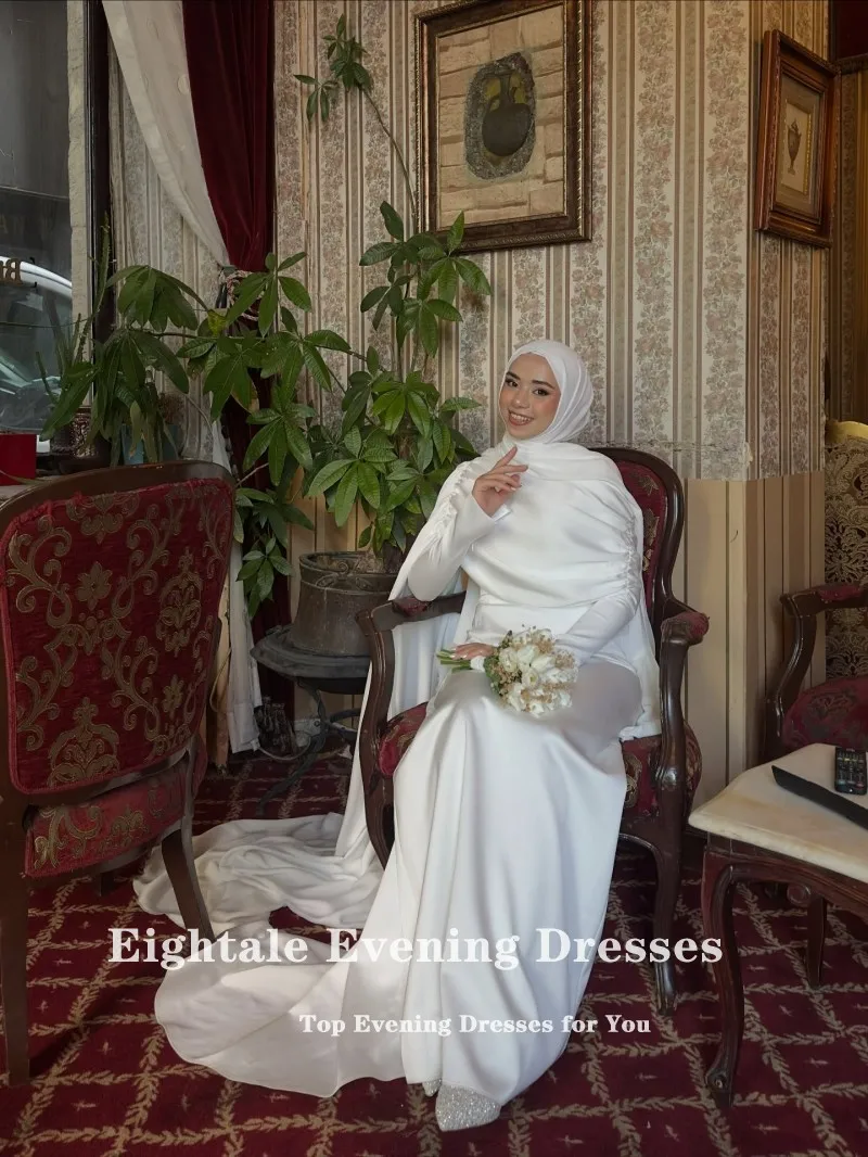 Eightale アラビアのウェディングドレスカスタマイズされたアイボリーマーメイドブライダルガウン長袖フロアレングスイスラム教徒の花嫁パーティードレス