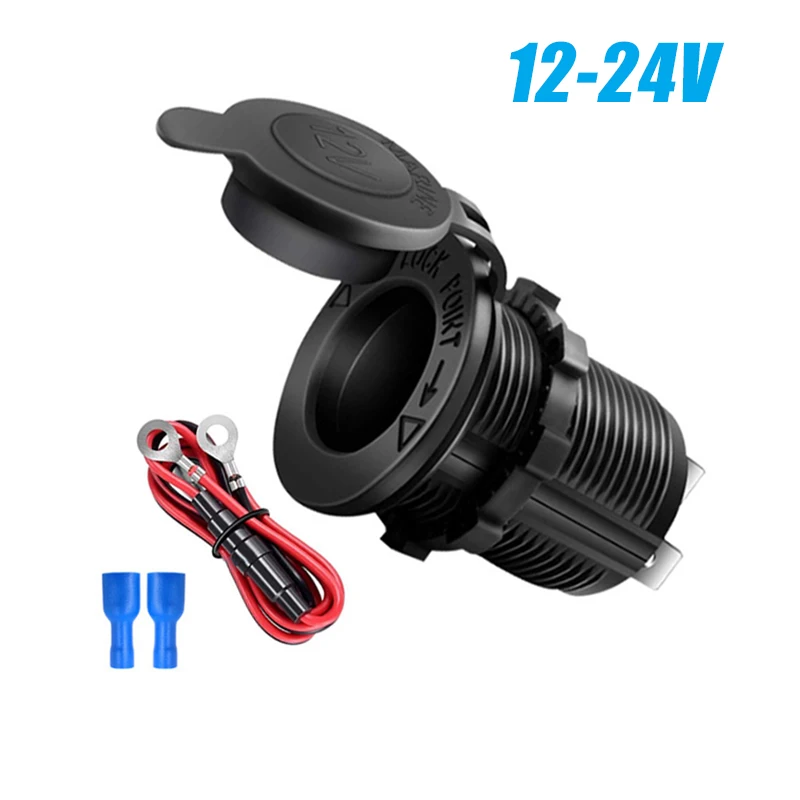 Cigarette Lighter Socket Car Marine Motorcycle ATV RV Lighter Socket Power Outlet Socket Receptacle 12V Waterproof Plug