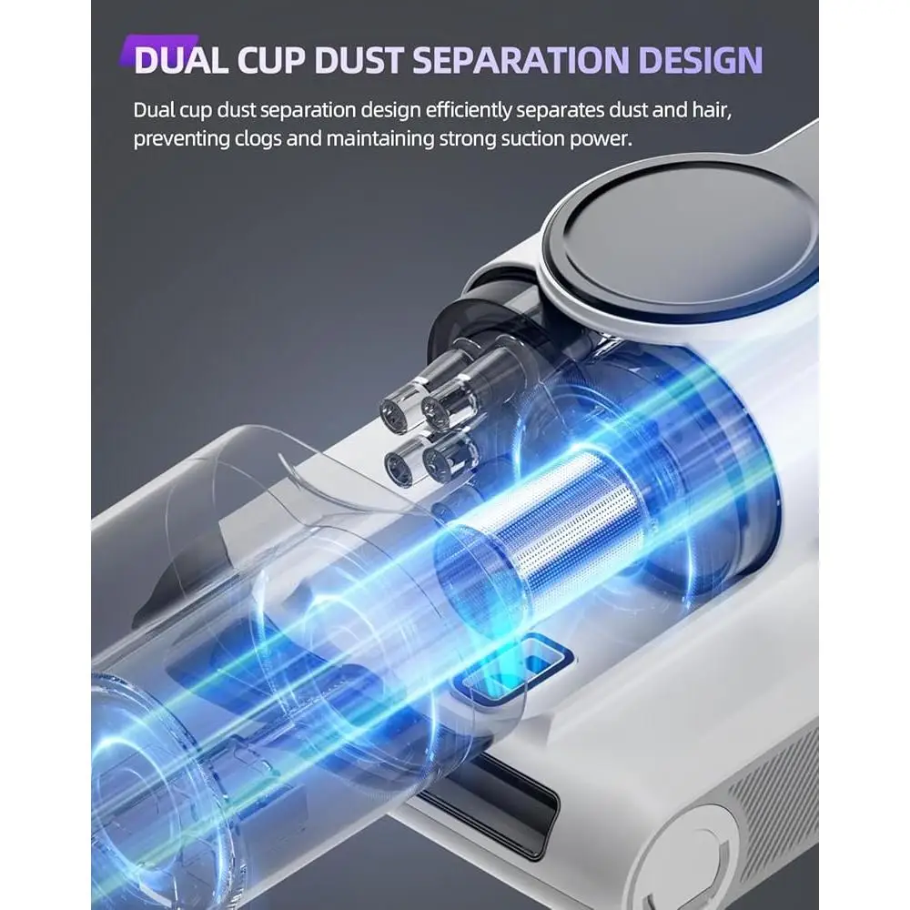 Mattress Vacuum Cleaner with UV-C Light 16Kpa Suction 36000RPM Brushroll Heating Dual-Cup Dust Separation Portable Corded 12W