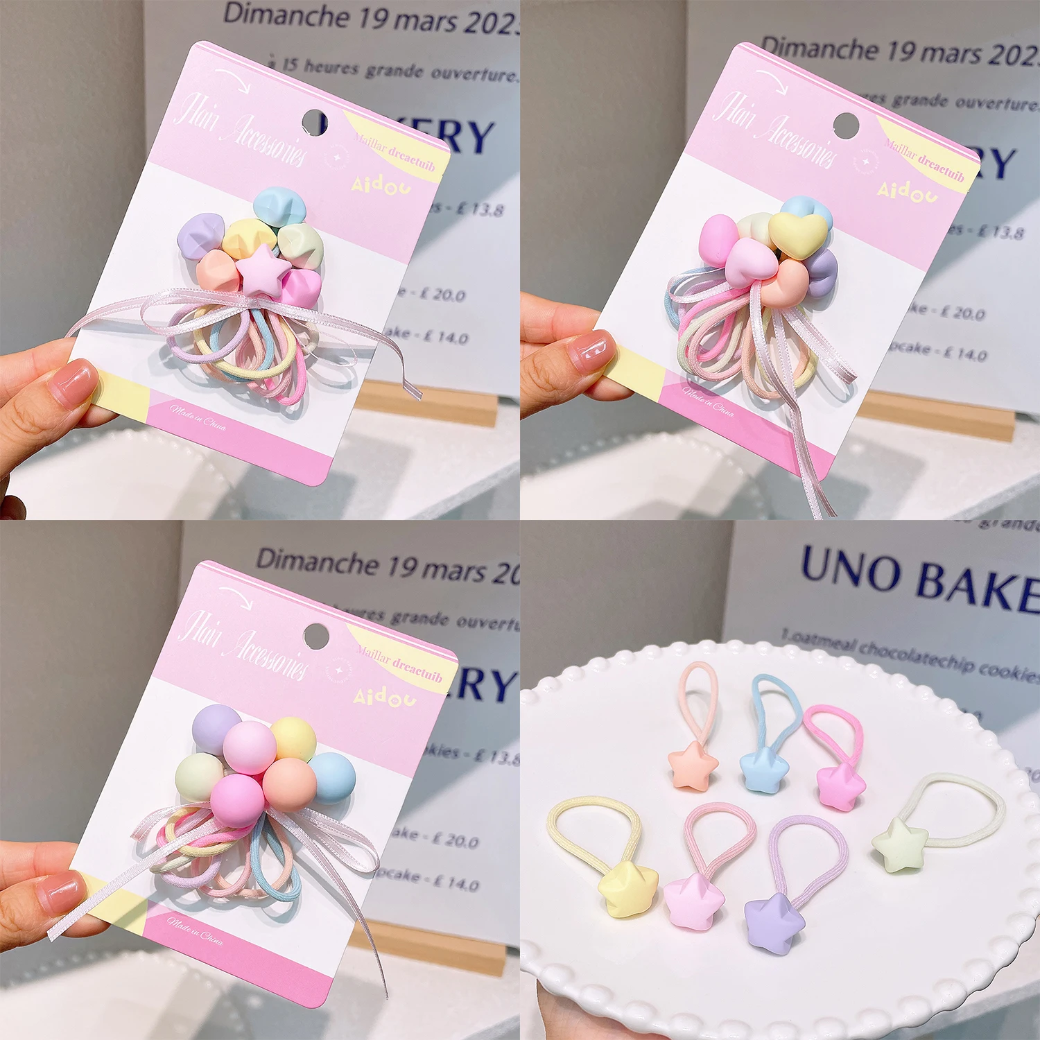 

7pcs/lot Candy Color Children's Elastic Hair Bands Star Heart Girls Hair Rope Ties Ponytail Holder Rubber Bands Hair Accessories