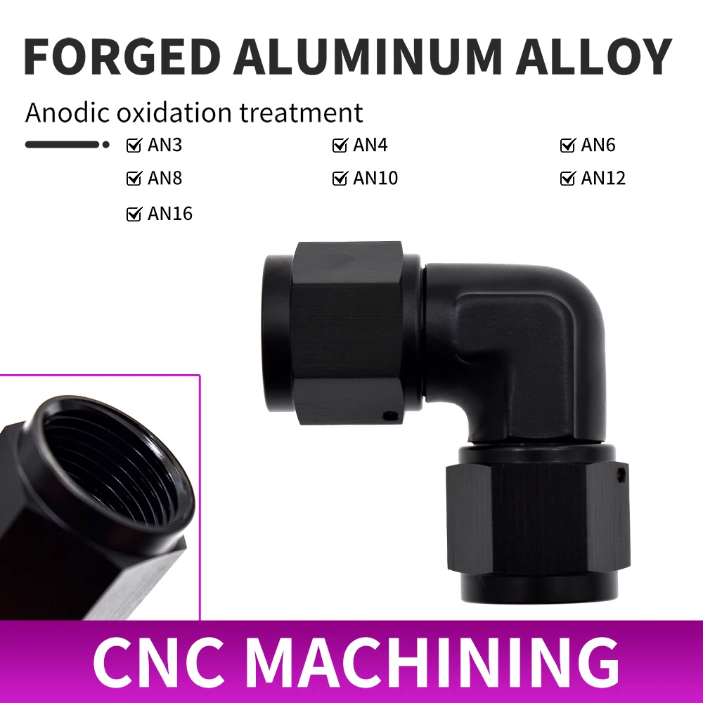 

SK CUSTOM Universal Oil Pipe Interface Fuel Adapter FEMALE TO FEMALE Swivel Elbow Hose Fittings 90° AN3 AN4 AN6 AN8 AN10 AN12/16