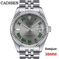 CADISEN 38MM Men's Automatic Mechanical Watch Luxury AR Sapphire Glass Water Resistant Stainless Steel MIYOTA 8215 Reloj Hombre