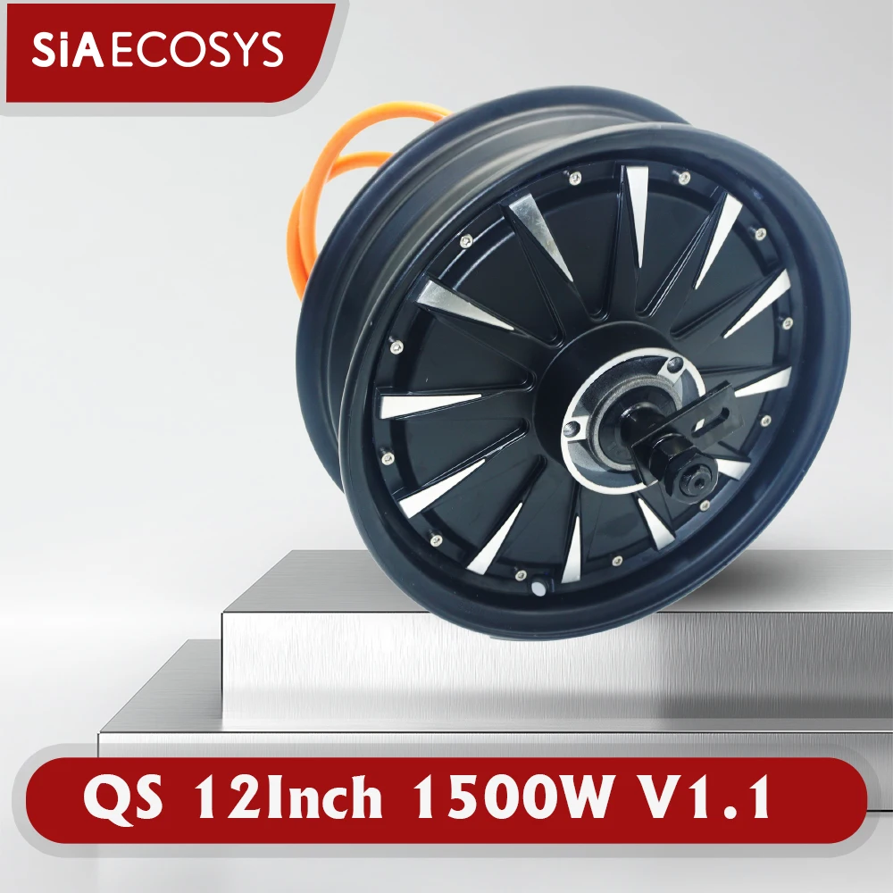 QSMOTOR 12x3.5 Inch 1500W V1 48V 60KPH Hub Motor for Electric Motorcycle E-Scooter Brushless Wheel Drive Conversion Power Kit