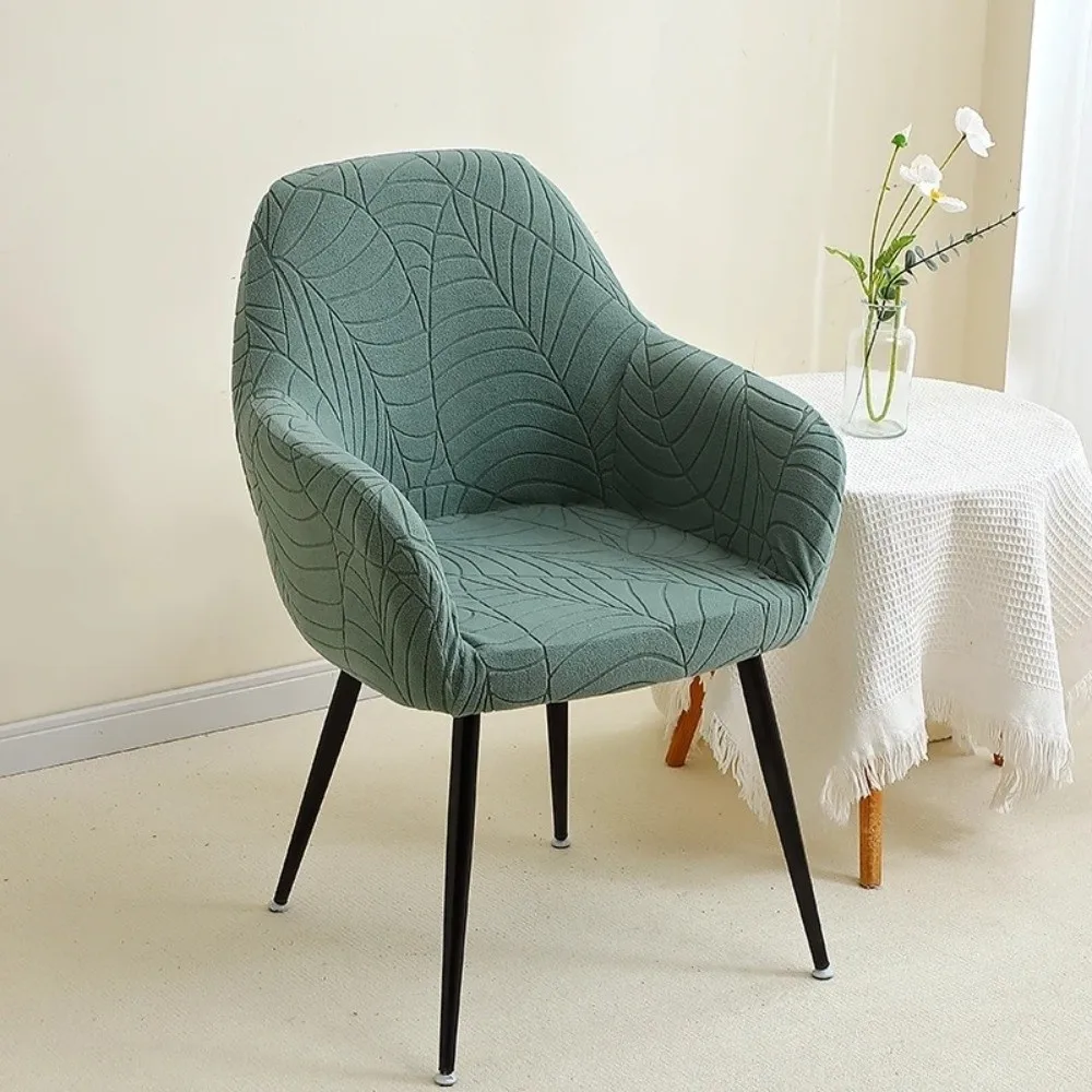 Leaves Jacquard High Arm Chair Covers Solid Color Elastic Hotel Bar Seat Slipcovers Dustproof Dining Chair Cover