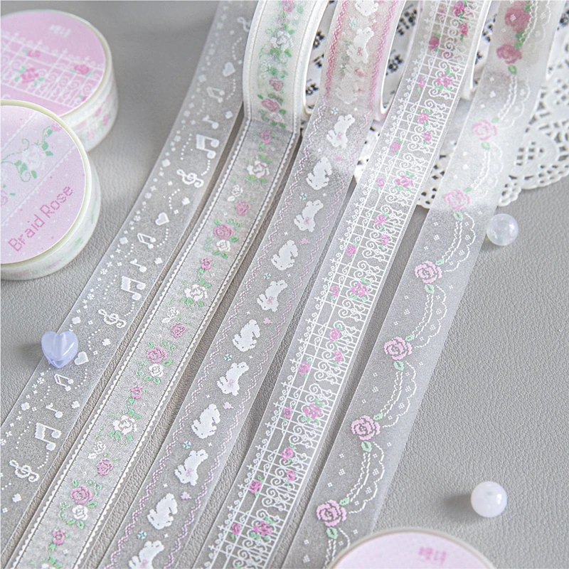 New Cute Pixel Garden Series Glitter Masking Tape Journal Hand Account Decorative Tape Collage Scrapbooking DIY Stationery