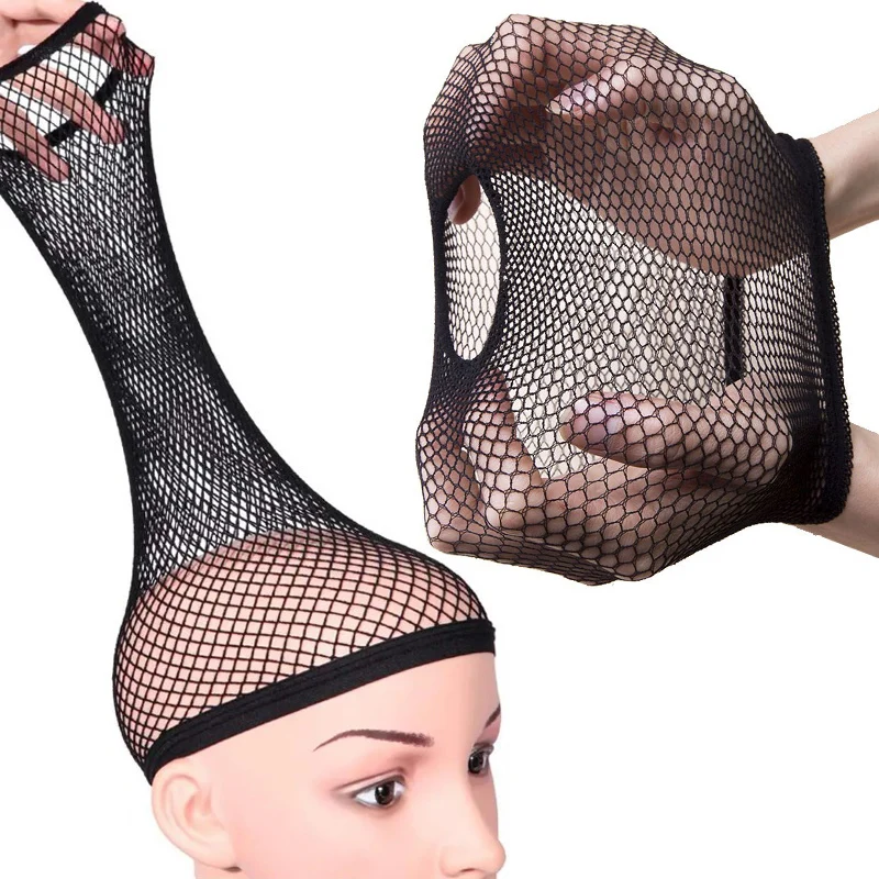 قبعة شعر مستعار شبكية سوداء للشعر الطويل، قبعة شعر مستعار شبكية قابلة للتنفس للشعر المستعار، ملحقات شعر متينة