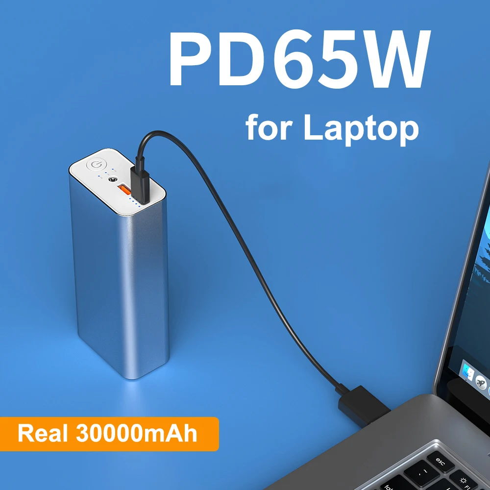 

Power Bank 30000mAh Type C PD 65W Two-Way Fast Charging for iPhone 16 Huawei Xiaomi Samsung Laptop Powerbank with 76W DC Output