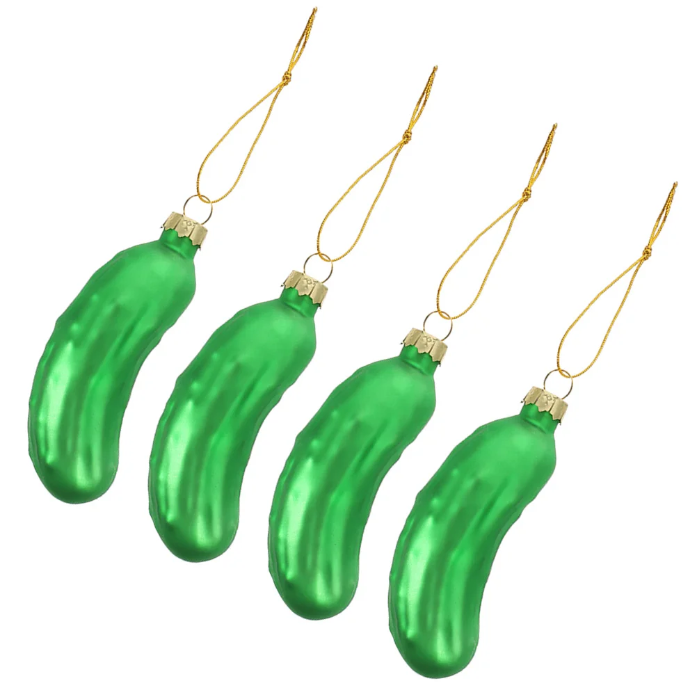 

4Pcs Christmas Cucumber Decoration Glass Xmas Tree Hanging Ornaments Party Supplies Christmas Tree Pendants Xmas Decorations