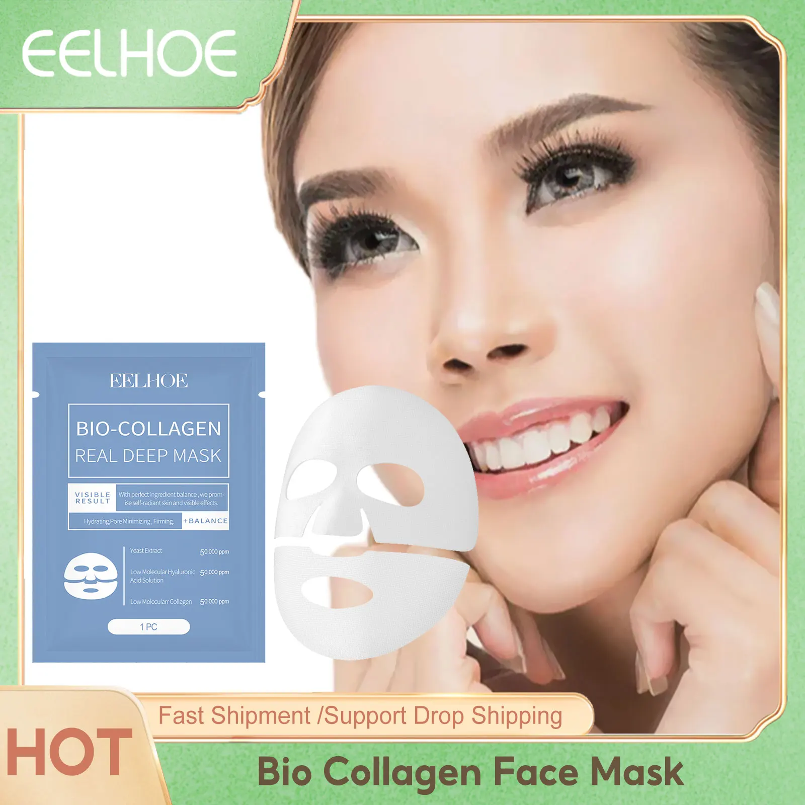 

Collagen Face Mask Shrink Pores Hydrated Skin Elasticity Firm Skin Brightening Anti Wrinkles Moisturizing Nourishing Facial Mask