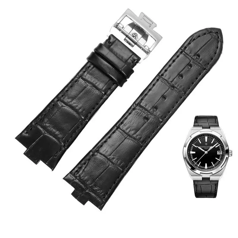 

Genuine Leather Watchband For Vacheron Constantin OVERSEAS Series 4500V 5500V P47040 Stainless Steel Buckle Men Watch Strap