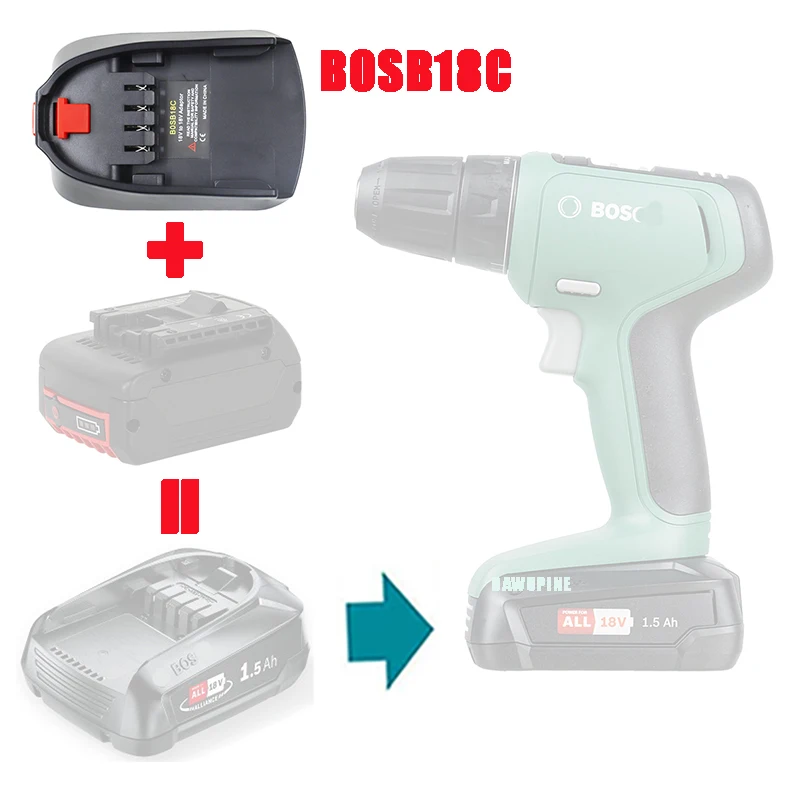 Adapter Converter BOSB18C Use For Bosch Professional Li-ion Battery BAT618 on Home Lithium Electrical Power Tool Replace All 18V
