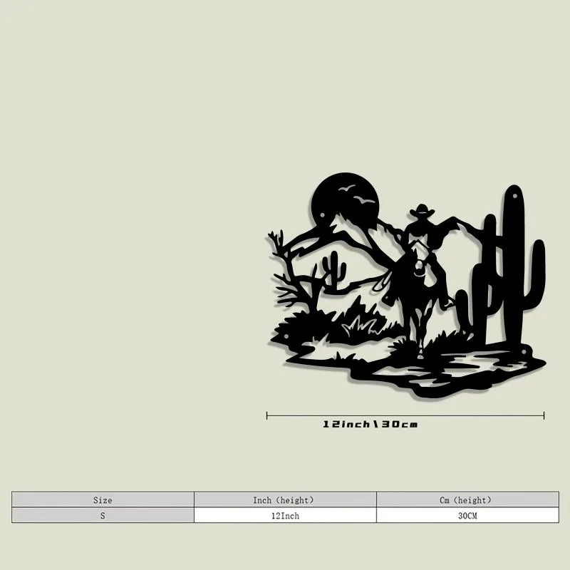 CIFbuy Western Cowboy Cactus Metal Wall Art Rustic Home Office Decor Vintage Iron Craft Hanging Sign