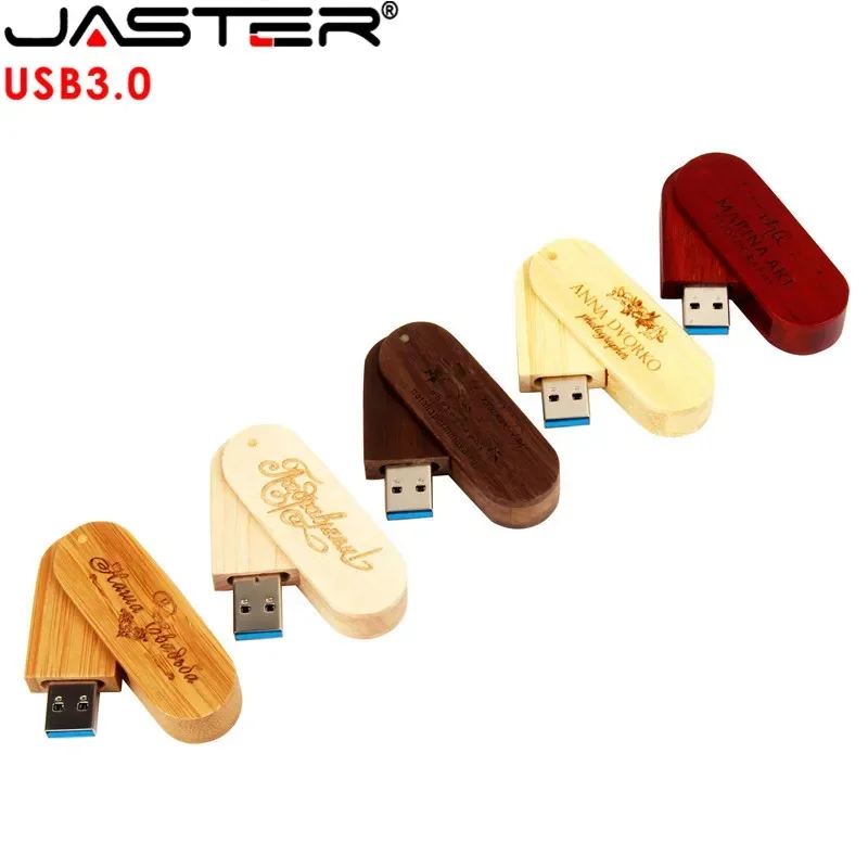 

JASTER USB 3.0 Rotatable Wooden Flash Pendrive Memory Stick Pen Drive 4GB 8GB 16GB 32GB 64GB 128GB Creativo Free Custom Logo