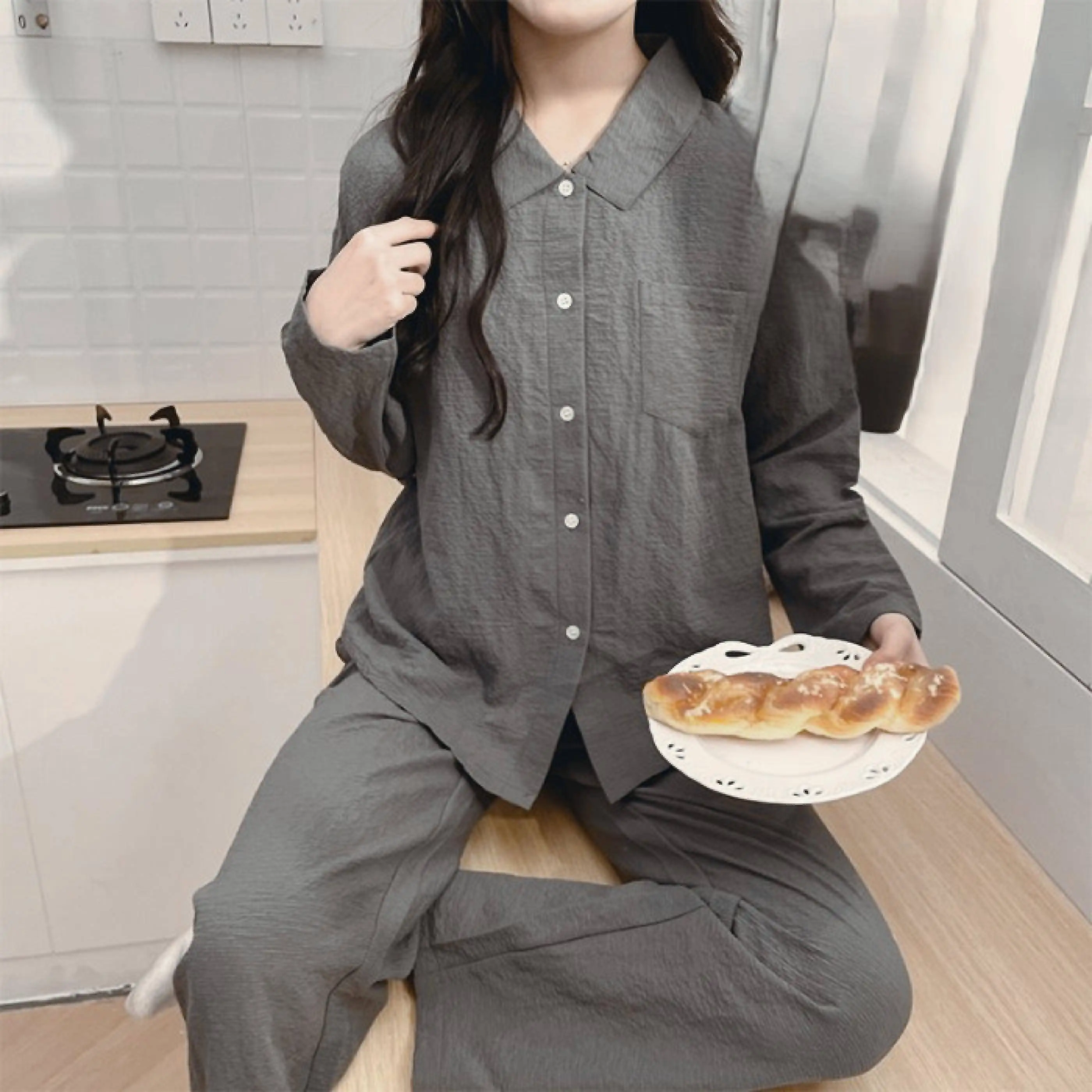 

Pajama Sets Vintage Women Silk Chinese Style Embroidery Lustrous Finish Temperature Balancing Elegant Cut Frog Button Cap Sleeve