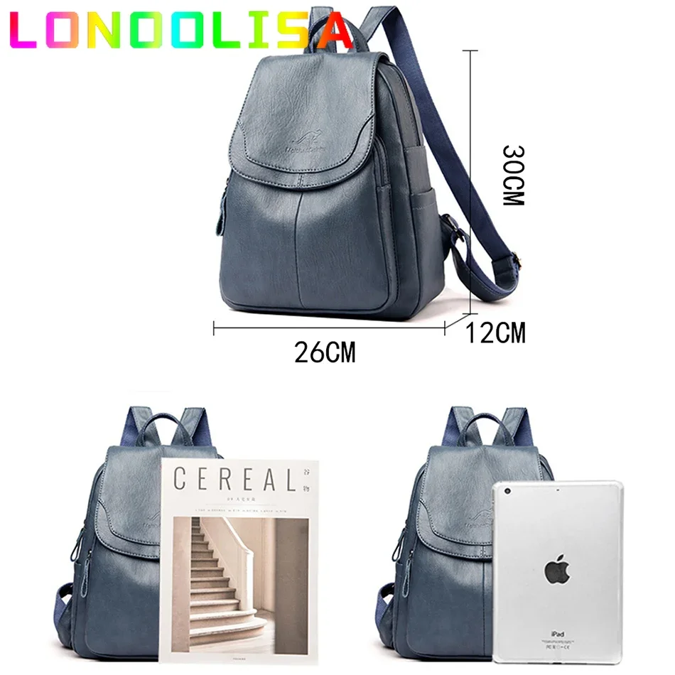 High Quality Soft Leather Backpacks Purses for Women Casual Daypack Vintage Bagpack School Bags for Teen Girls Mochilas Rucksack